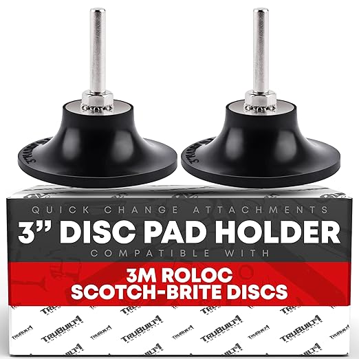 3-inch Conditioning Disc Pad Holder Assembly, Pack of 2-1/4'' Shank - Compatible with 3M ROLOC Scotch-Brite Brand Discs - Speed-Lok TR Quick-Change Attachment