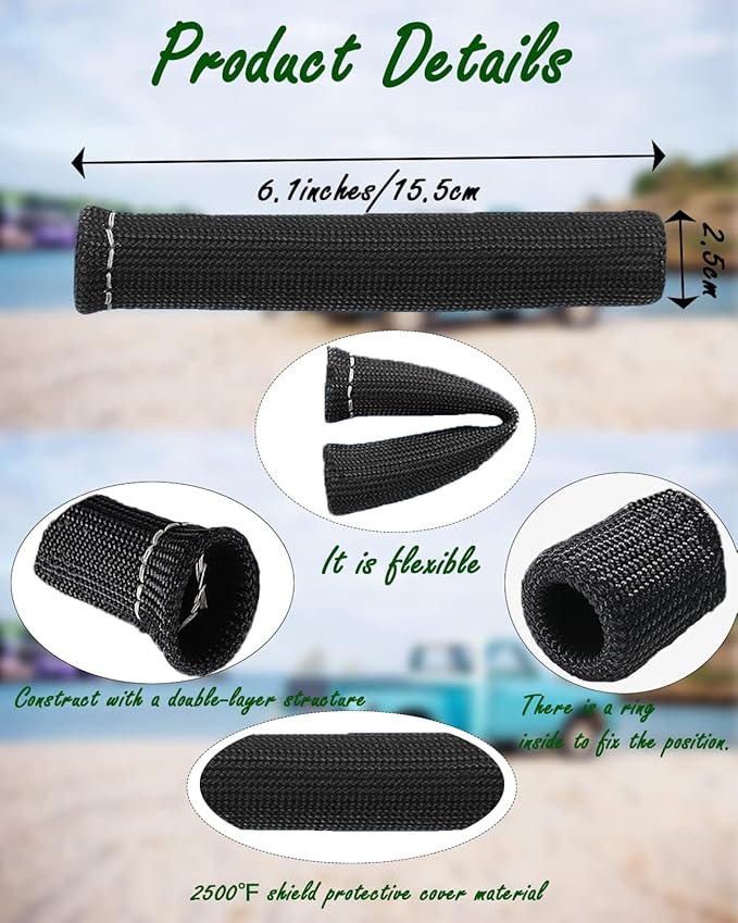 Spark Plug Wire Boots Protector - 8 PCS 2500° Spark Plug Heat Sleeve, 6 Inches Spark Plug Wire Heat Shield Protection Cover Replacement for LS1 / LS2 SBC BBC 350 454 Car Truck, Black