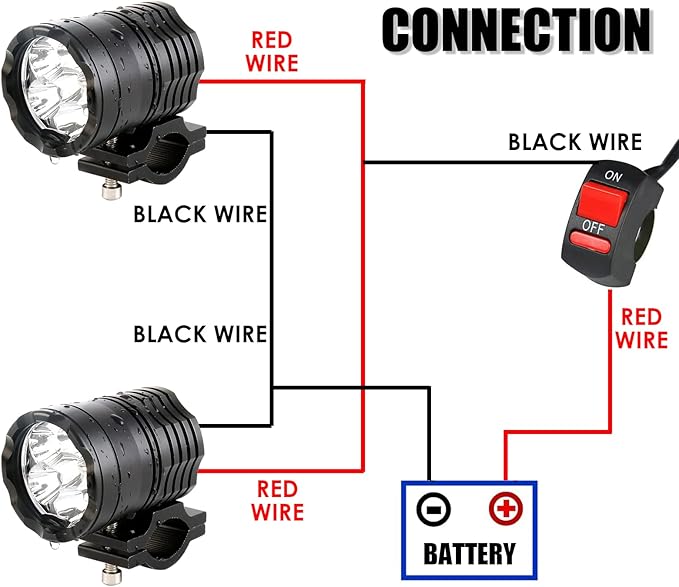 Motorcycle Driving Lights 12-60V 40W 3600LM LED Fog Lights for ATV UTV Bike Car Truck Boat Forklift Waterproof LED Spotlights with 6 Light Beads High Low Strobe Beam Switch Universal (Black 2)