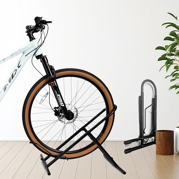 Folding Bike Floor Stand Rack, Portable Bicycle Parking Rack Storage for Garage/Home, Fit 16”-29” Mountain Road Bikes(1 bike rack)