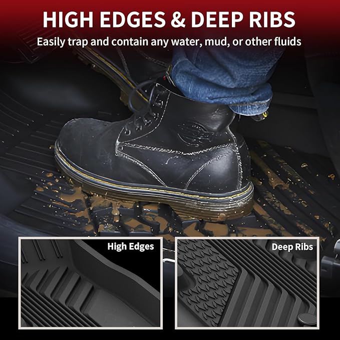 LASFIT Floor Mats for Acura RDX (2019-2025) All Weather Floor Liner TPE Custom Fit 1st & 2nd Row Rubber Car Mats for Acura RDX Automotive Accessories, Black, Tasteless, Durable and Easy to Clean