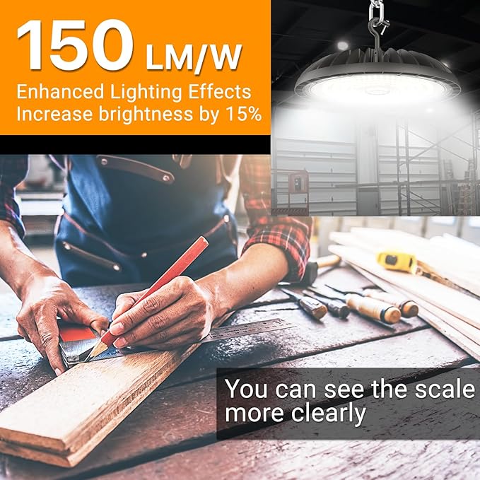 LED High Bay Light 200W, 30000LM 5000K Bright UFO High Bay Light [800W MH/HPS Eqv.] with 5' Cable US Plug, 100-277V ETL Listed Bay Lighting for Shop Garage Barn Warehouse