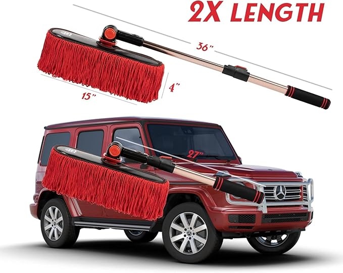 Car Duster Exterior Scratch Free,Soft Car Brush Kit for Car,Truck,SUV,RV and Motorcycle,Wax Cotton Hair With Extendable Handle,Duster for car Cleaning,Dust Pollen Removing,No Lint…
