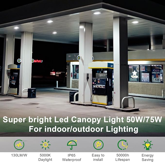 80W/60W/40W Power Selectable LED Canopy Garage Light with 3CCT (3500K/4000K/5000K), LED Parking Garage Lights 90-277V IP65 Commercial Residential Lights DLC (40W/ 60W/80W Power Selectable -2 PACK)