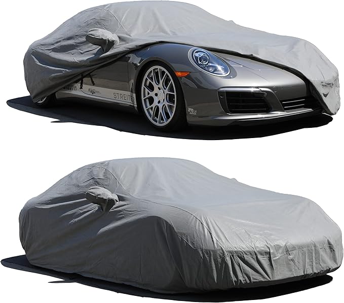 All Weather Waterproof car Cover Good for rain Snow uv Protection dust mid-Size Sedan Altima Accord Prius Impreza Passat Fusion Camry Model 3 Gray