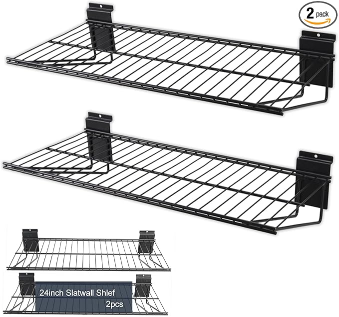 Slatwall Panel Garage Organizer PVC Slatwall Heavy Duty Wall Mounted Rack, Interlocking Slat Wall Panels for Tool Organization Peg Board(2 Pack Black)