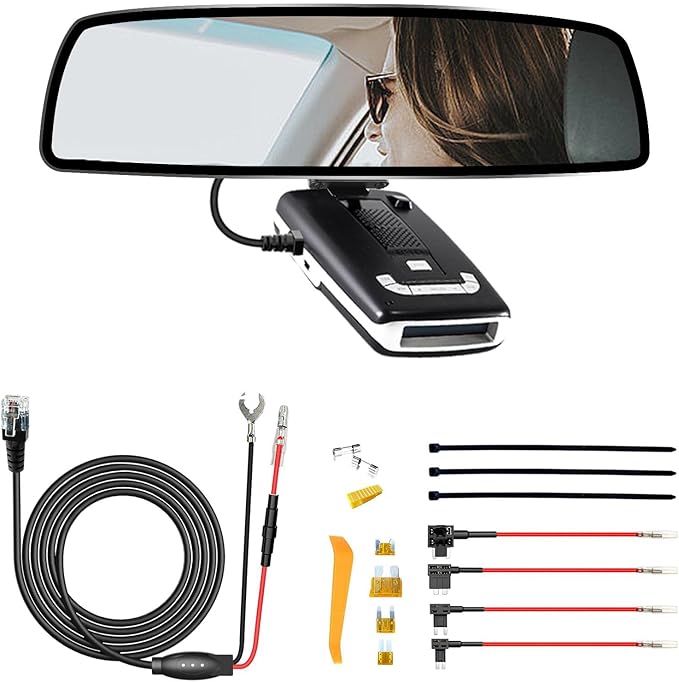 Radar Detector Rearview Mirror Rod Mounting Bracket and Radar Direct Power Cord Hardwired Kit and Fuse Tap(for Escort Max / Max2/ MAX360 Radar)