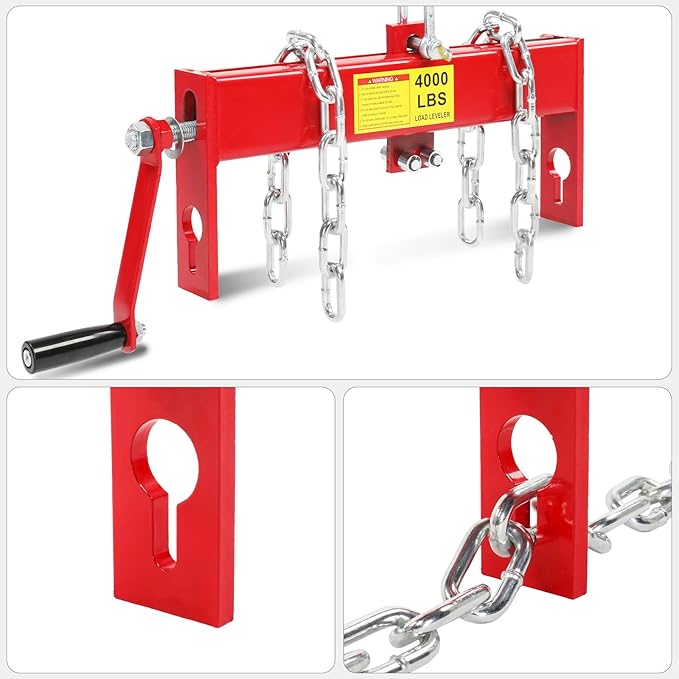 4000lbs 2 Ton Load Lever Engine Hoist Crane Cherry Picker Lift Tool Heavy Duty, Red (Load Leveler)