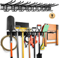ELEAD 48 Inches Garage Storage, Garage Organization, Garden Tool Organizer Wall Mount, 9 Adjustable Heavy Duty Metal Hooks, Holds Up to 730 lbs, Yard Tool Organizer for Garden, Yard, and Shed