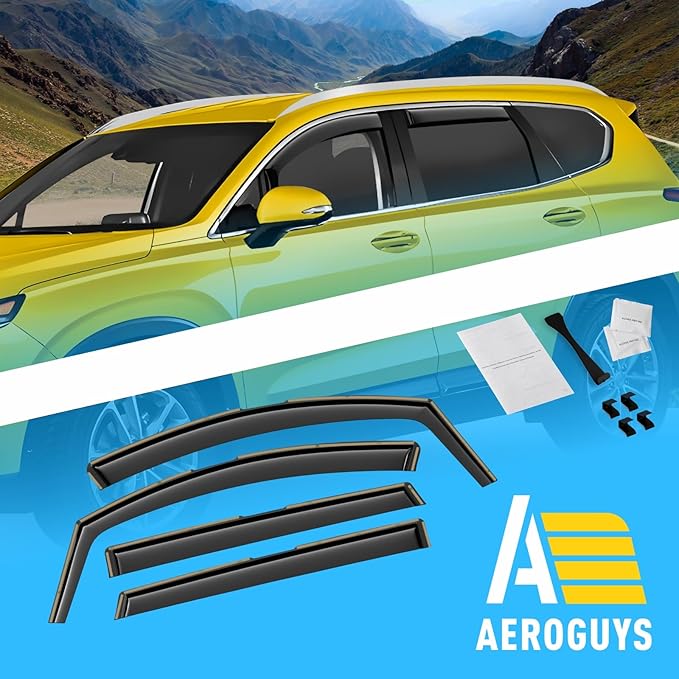 Extra Durable Window Deflectors in-Channel Window Visors Rain Guards Fit for Hyundai Santa Fe 2019-2023, Sun Visors, Wind Vent for Shades, Exterior Car Accessories - 4pcs. AG0728
