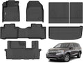 GINOWY- Floor Mats & Cargo Liner for Honda Pilot 2009-2015, All Weather Protection Car Mats Pilot 2015 Non-Slip Waterproof Pilot Trunk Mat Backrest Mats Automotive Floor Liners Accessories Black