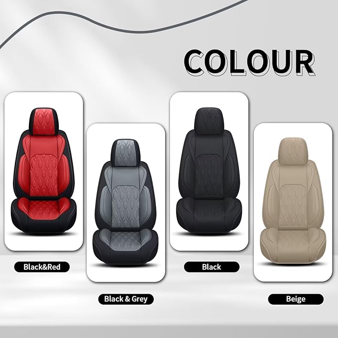 Car Covers Fit for Toyota Camry 2012-2025: Full Set 5 Seats Faux Leather Automotive Waterproof Vehicle Cushion Protector (Black&Red)
