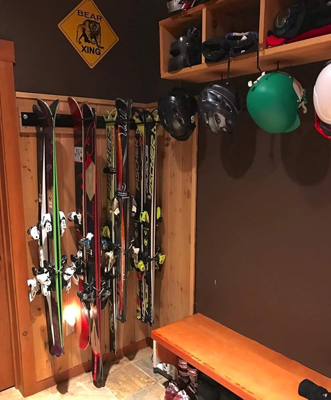 StoreYourBoard Ski Wall Storage Rack – Ski Rack Wall Mount Holds 8 Pairs, Heavy-Duty Steel Ski Holders for Wall, Space-Saving Ski Rack for Garage & Home, Holds Up to 200 lbs