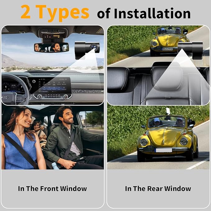 Dash Cam Front and Rear: 4K Dual Channel Dash Cam - 5GHz WiFi, Dash Camera for Cars with 64GB Card, 2.0" IPS Screen, App Control, G-Sensor, Loop Recording, 170° Wide Angle, Night Vision, Parking Mode