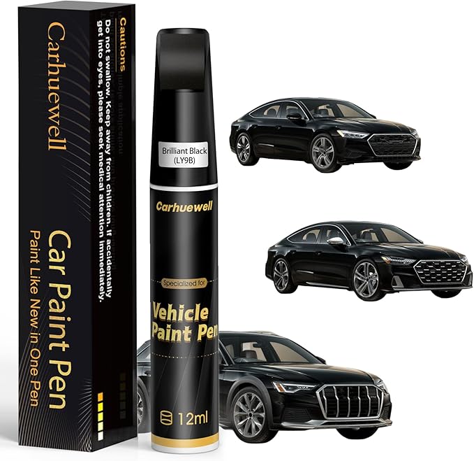 (LY9B) Brilliant Black Touch Up Paint Compatible with Audi, Exact Match Car Paint Pen Automotive Scratch Repair Remover Kit Quick & Easy Solution for Vehicle Chips and Nicks