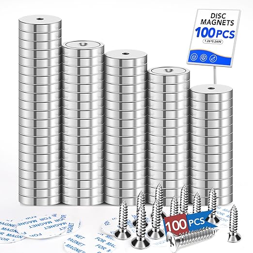 LOVIMAG 100 Pack Strong Magnets, 110 lbs Neodymium Magnets with Screws for Wall Mounting, Door Magnet for Kitchen Doors, Rare Earth Magnet for Holding Tools Lifting,Tool Organizer