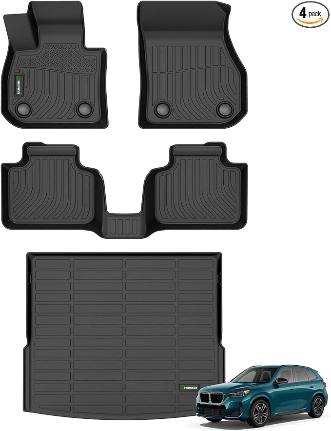 ANBINGO-Floor Mats & Cargo Liner Custom for BMW X1 2025 2024 2023 Full Set Car Floor Liners Fits BMW X1 All Weather Mats for X1 Accessories-Black