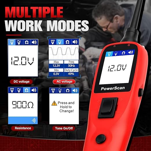 Autel PowerScan PS100 Power Circuit Probe Kit - 12V 24V Car Circuit System Diagnostic Tool, Automotive Circuit Tester with 20ft Extension Cable, Easy to Read AC/DC Current Resistance