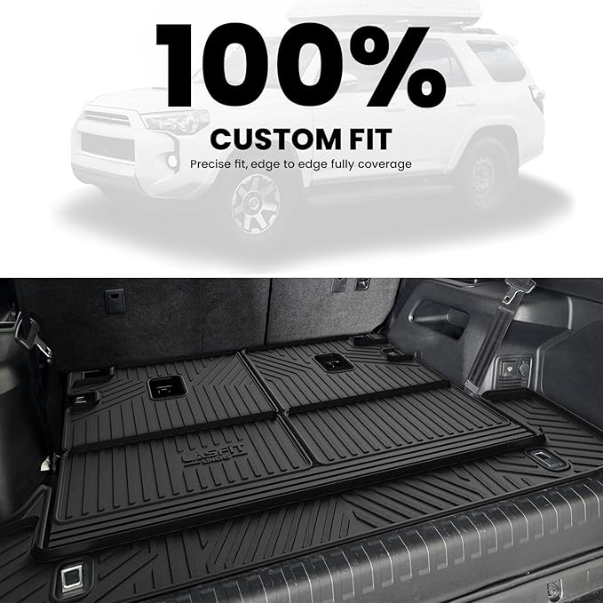 LASFIT Cargo & Backrest Mats for Toyota 4Runner 2013-2024 (Only for 7 Seats), All Weather Custom Fit Cargo Liner for Toyota 4 Runner 2025 TPE Mats Seatback Mat & Trunk Mat, Black