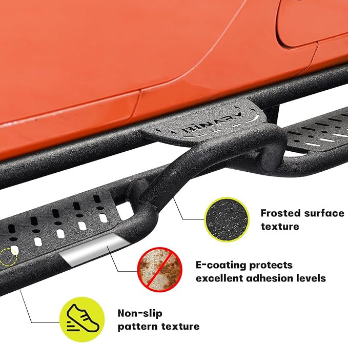 BINARY STAR Running Boards Compatible with Vehicle 2018-2025 Jeep Wrangler JL 4 Doors, 6 Inch Two-Stair Side Steps Truck Nerf Bars, Wrangler JL Carbon Steel Side Steps Truck Step Bars Estribos para