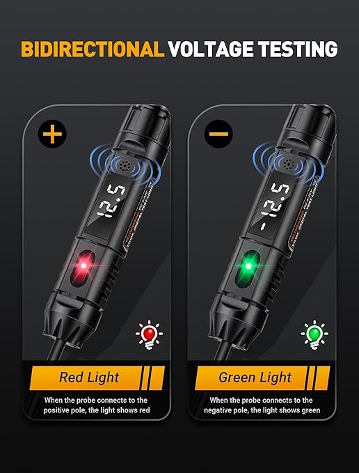 Upgraded Heavy Duty Circuit Tester with Buzzer, 3-72V DC Digital LED Test Light with Voltmeter, Automotive Light Tester with Illumination, Fuse Voltage Tester Auto Electrical Tool