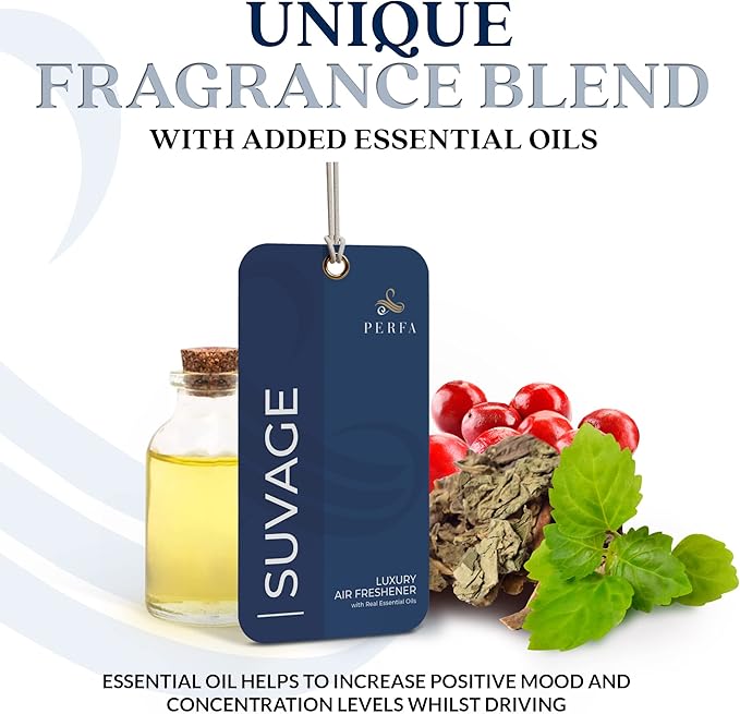 Savage Disposable Card Freshener for Men | Car Scents Air Freshener with Sauvage Fragrance | Strong Car Perfume Air Freshener with Odour Eliminating Technology | Suvage by Perfa