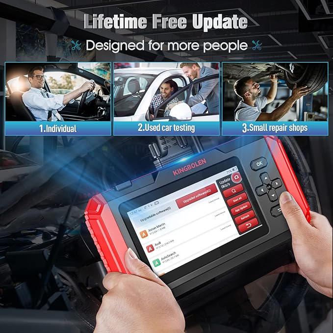 KINGBOLEN S500 OBD2 Scanner, ABS SRS Engine at Diagnostic Tool, Automotriz Code Reader with 6 Resets,Oil SAS, Brake,Throttle,FCA AutoAuth Automotive Scan Tool,AutoVIN All Cars Lifetime F-Ree Update