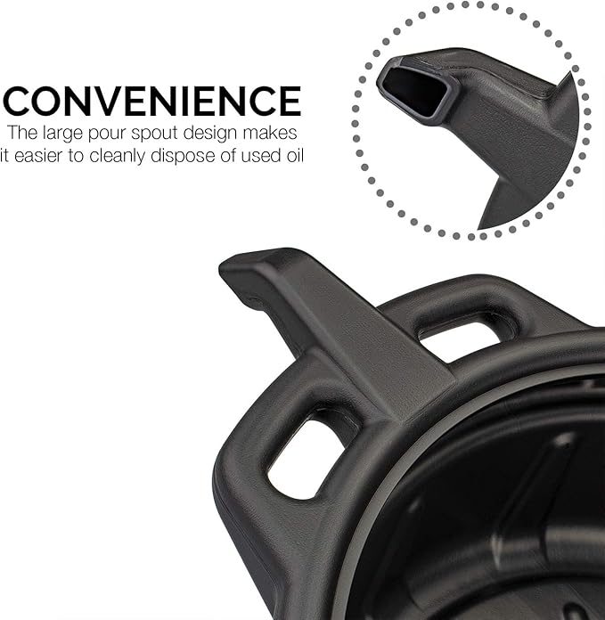 NEIKO 20762A Oil Drain Pan | Black Plastic Anti Splash | Motor Oil Drip Catcher Pan | 2 Gallon (8L) Capacity