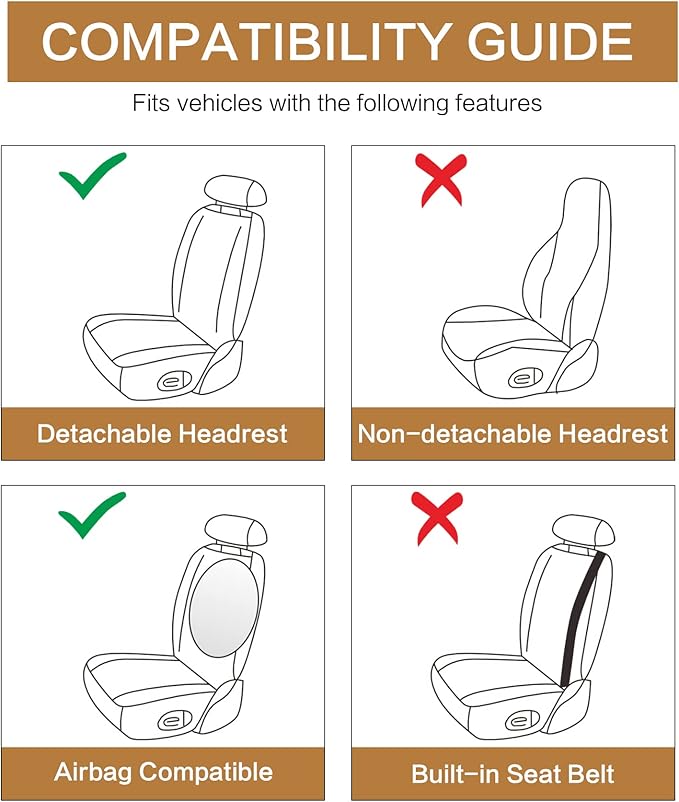 Pariitadin Leather Car Seat Covers Front Pair, Waterproof Breathable Faux Leather Automotive Seat Covers for Cars, Non-Slip Car Interior Covers Universal Fit Most Cars Sedans Trucks SUVs, Black