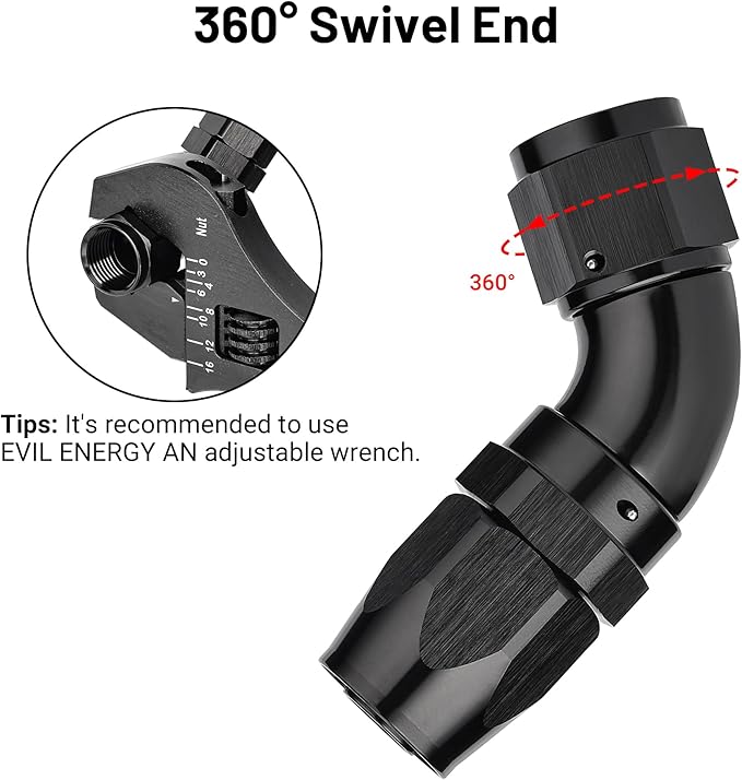 EVIL ENERGY 10AN 60 Degree One Piece Full Flow Hose End Fitting Swivel For CPE Braided Hose