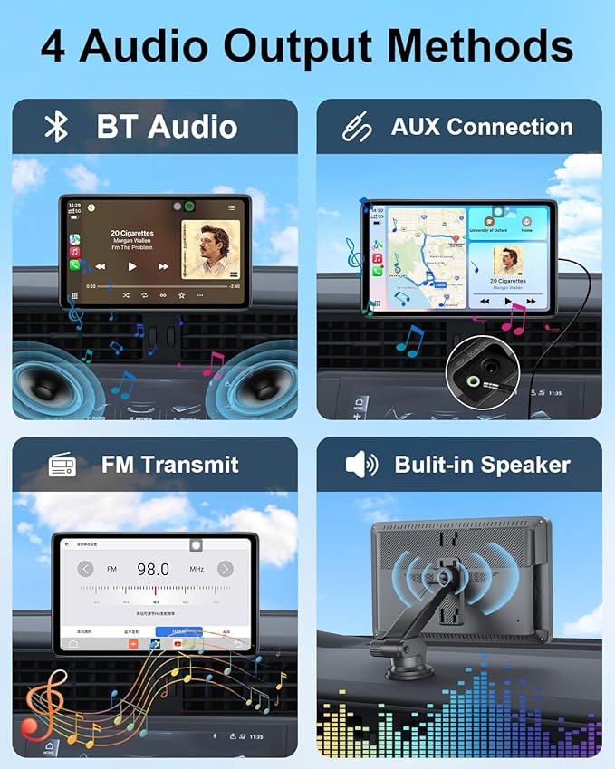 Upgraded Apple Carplay Screen for Car, 9" Wireless CarPlay & Android Auto Car Stereo Touch Screen, Car Play Supports Netflix/YouTube/TikTok, App Store, Screen Flip, GPS Navigation, Voice Control