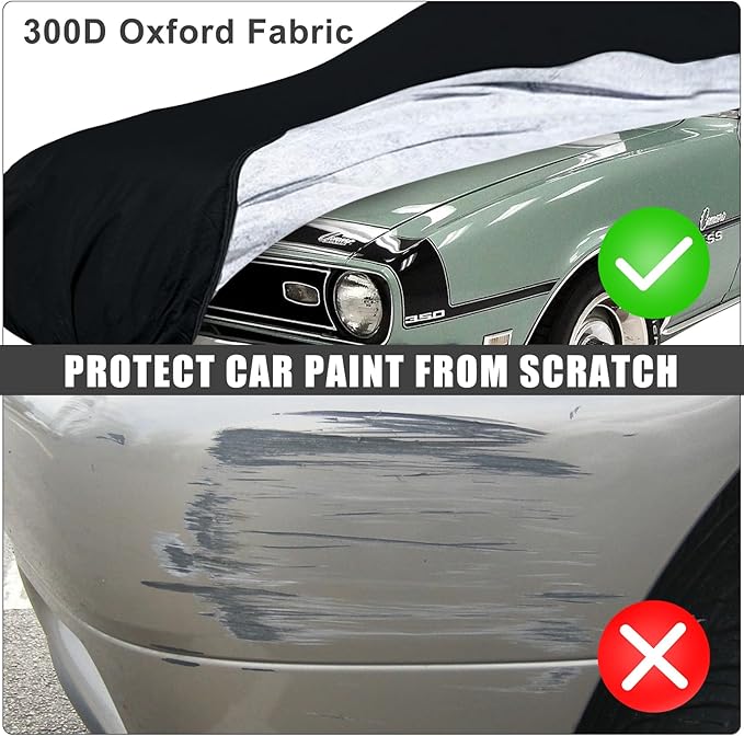 Waterproof Car Cover Compatible with Chevrolet Camaro 1967-1973, Oxford Black All Weather Classic Car Covers with Inner Cotton for Snow Rain Paint Protection(RS/SS/Z28)