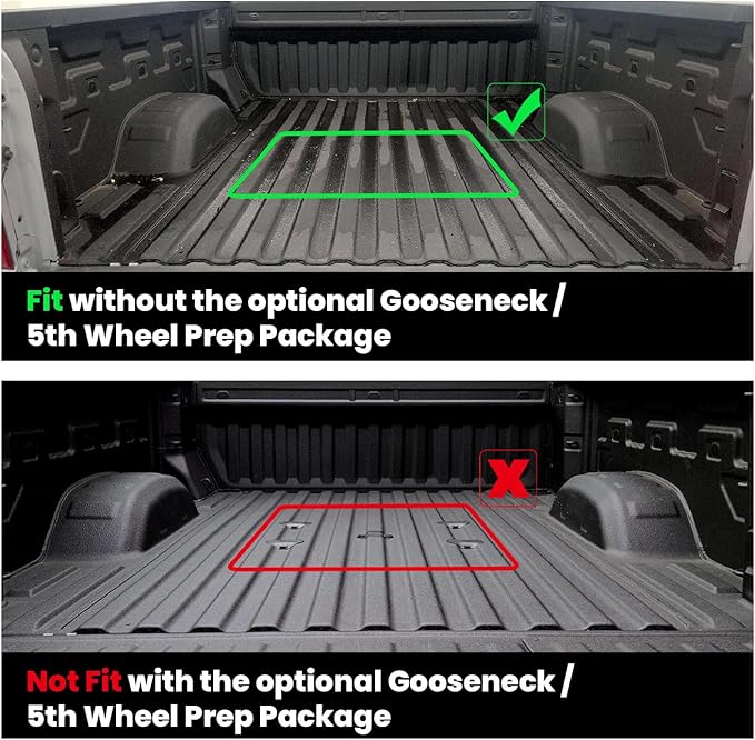 LASFIT Truck Bed Mat 2020-2025 for Chevrolet Silverado/GMC Sierra 2500HD 3500HD (Only Fit 6.8FT, Not Fit 5.8FT/6.6FT) All Weather TPE Custom Fit Car Bed Mat, Black (Not for 5th Wheel Package)