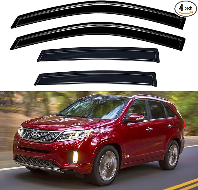 Window Visors Rain Guards for 2011 2012 2013 2014 2015 Kia Sorento, Out-Channel Window Vent Wind Deflectors Visors Shades for 11-15 Kia Sorento
