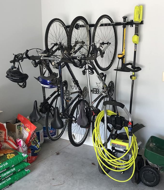 StoreYourBoard Bike Storage Rack – Heavy Duty Garage Bike Rack for 5 Bicycles, Space-Saving Vertical Bike Rack, Adjustable Wall Bike Mount for Garage Organizer, Bicycle Hanger, Holds 300 lbs
