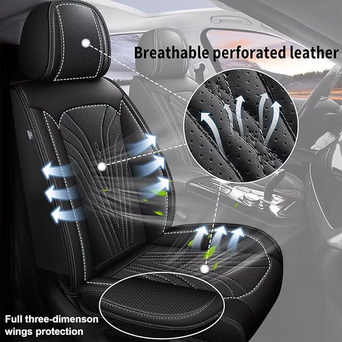 2 Front Car Seat Cover Fit for Toyota Camry 2012-2024 2025 Faux Leather Breathable Waterproof Camry Seat Covers Automotive Cushion Protector Compatible Airbag (2 Seats & Black)