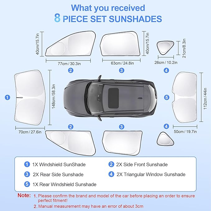8pcs Car Window Shades for Mazda CX-5 2017-Present Accessories,Windshield Side Rear Full Sunshade,Sun Visor UV Blocking, Privacy Protection and Blackout for Camping Outdoor