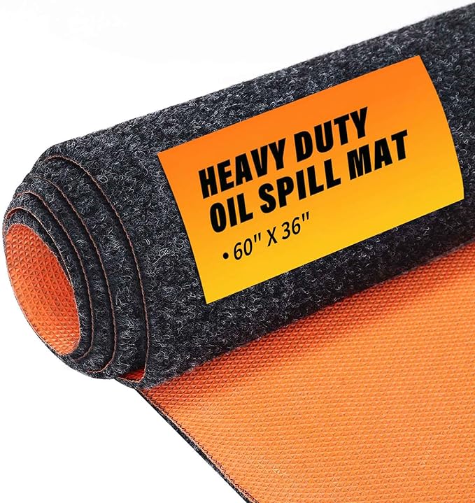 60" x 36" Heavy Duty Oil Spill Mat, Garage Floor Mat for Under Car, 1/4 Inch Thicked Waterproof Rubber Backing Mat Protect Floor, Reusable Oil Drip Leak Absorbent Pads