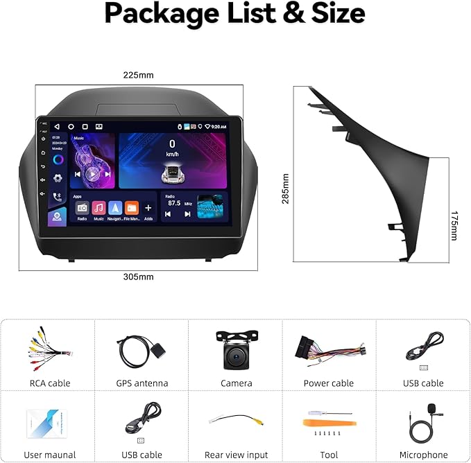 SIXTOP [4+64G] Android Car Stereo for Hyundai Tucson IX35 2010-2015 with Carplay Android Auto Mirror Link 10.1 inch Touchscreen 1280 * 720 Bluetooth 5.0 FM/RDS DSP 32EQ WiFi GPS Change Theme AI Voice