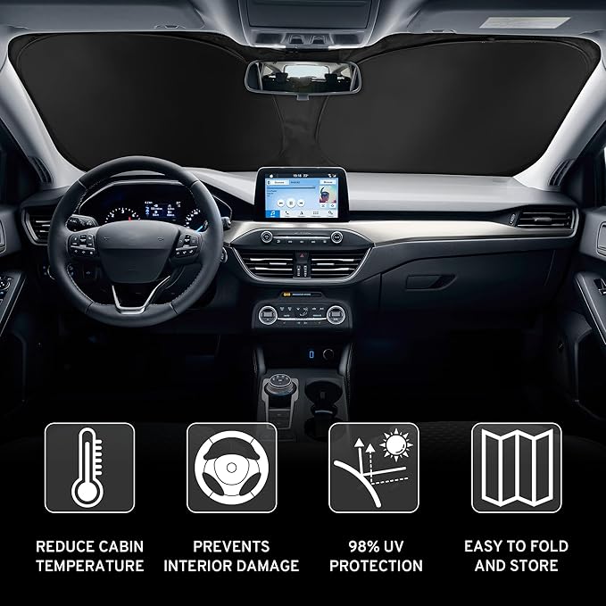 Car Windshield Sun Shade Sunshade Compatible with Genesis GV80 2025 2024-2021 Accessories, Foldable Car Front Window Sun Shield Visor