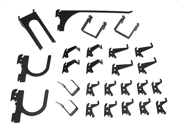 Wall Control Metal Pegboard Organizer 4ft Standard Storage Kit with Tool Board & B Slotted Storage Panel Deluxe Black Hooks