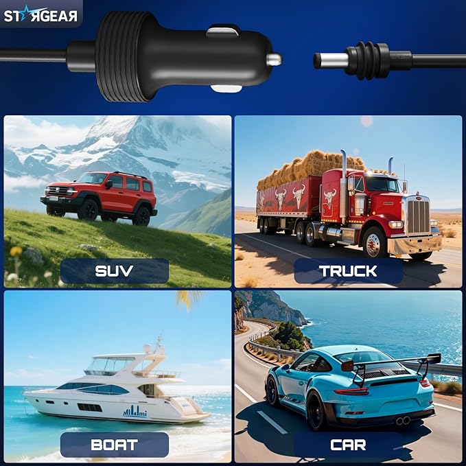 Starlink Mini Cable 12V Power Cable 3M/10FT, Starlink Mini Accessories 16AWG Cigarette Lighter to DC Cord, 12V-48V Car Charger Car Adapter