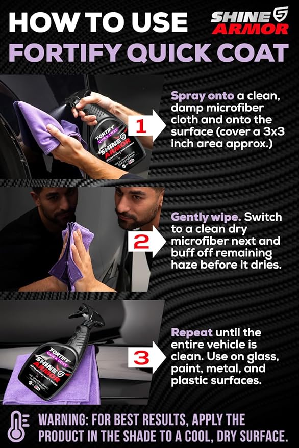 SHINE ARMOR Ceramic Coating Fortify Quick Coat Car Wax Polish Spray Waterless Wash & Wax Hydrophobic Top Coat Polish & Polymer Paint Sealant Detail Protection (24 Fl Oz)