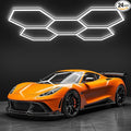 BRILLIHOOD Hexagon Garage Lights, LED Honeycomb Lights Ceiling, 192W, 23040LM, 6500K Super Bright, 5 Grid Systems Car Detailing Light for Garage Warehouse Workshop Basement Gym
