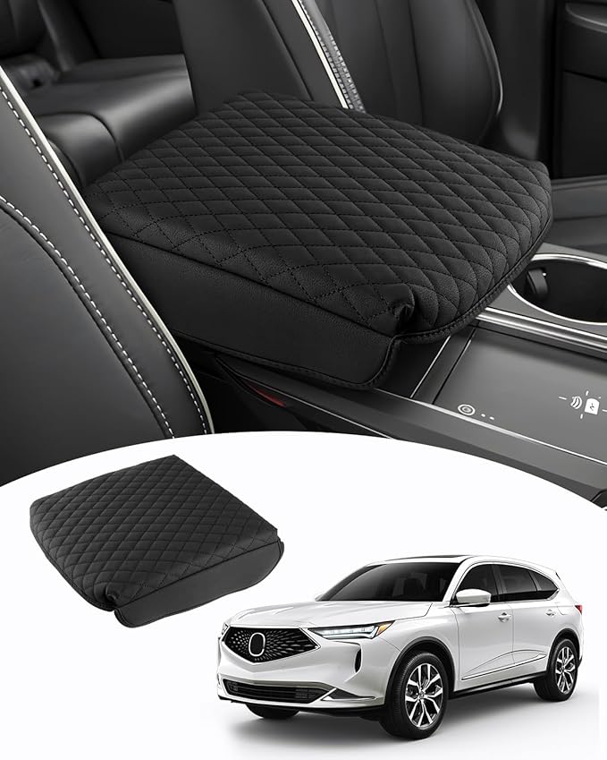 Shademax Custom Fit for Center Console Cover Acura MDX 2022 2023 2024 2025 2026 Accessories Armrest Cover Center Console Pad PU Leather Armrest Seat Box Cover Protector Anti-Scratch Black