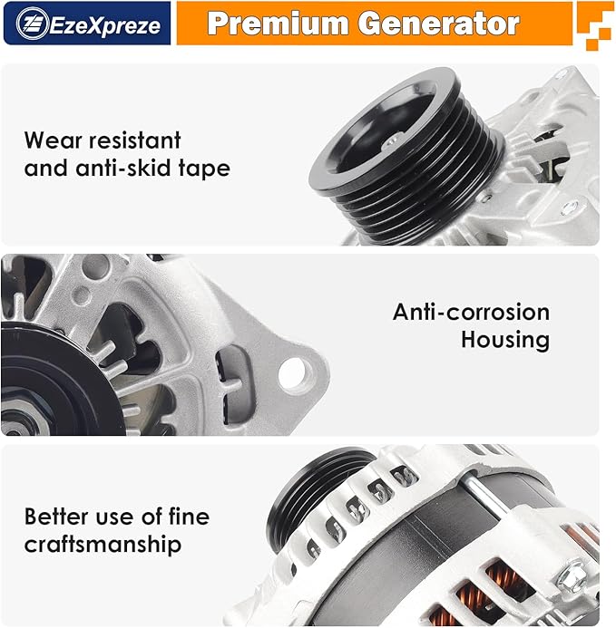 EzeXpreze Alternator Compatible With Ford Explorer 3.5L 2016-2019, F150 V6 3.5L 2013-2014, Lincoln MKT 2.0L 2014-2016, MKT 3.5L 3.7L 2013-2019, 225A Replaces 104210-6601,11629N,DG1T-10300-EB