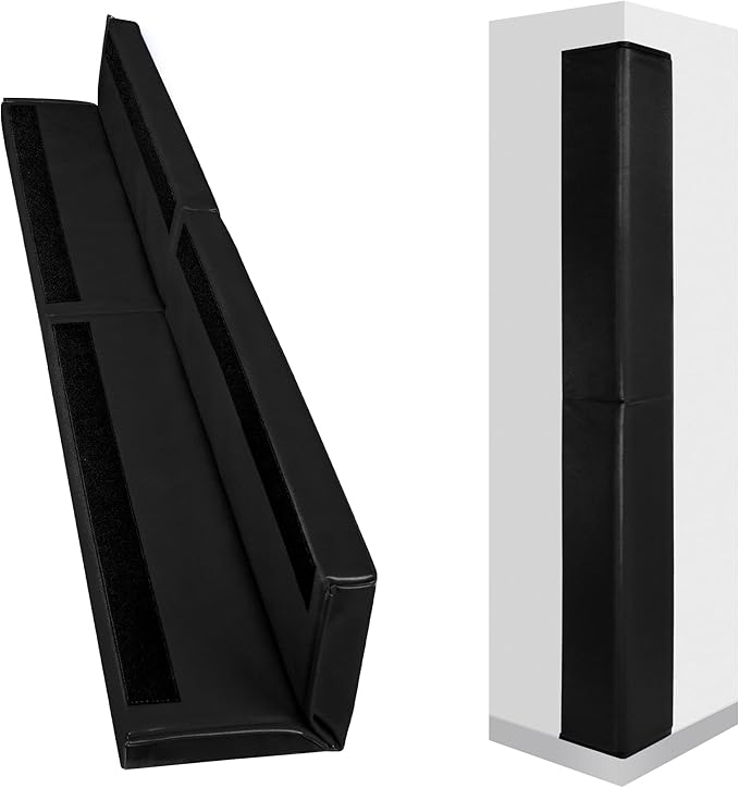Wall Corner Guards & Edge Protector, Heavy Duty Wall Corner Protective Safety Padding, All-Weather 2 Sides Corner Pad for Gyms, Basketball Court, Playrooms, Garages,etc. (Black, 6FT Tall 6in Sides)