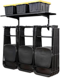 StoreYourBoard Chair Storage Rack with Storage Shelf – Folding Chair Rack for Home & Garage Organization, Chair Hangers for Folding, Beach, Patio & Camping Chairs, Heavy Duty Steel, Holds 300 lbs