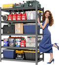 72-Inch Tall Garage Shelving Unit - Adjustable 5-Tier Heavy Duty Metal Storage Rack | Easy to Assemble Shelf | Rust Free | Great for Garage Basement Workshop or Organization