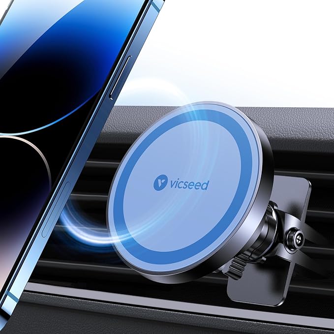 VICSEED for MagSafe Car Mount [Upgraded Strongest Magnet Power] Magnetic Phone Holder for Car Vent 360 Adjustable Magnetic Car Phone Holder Mount for iPhone 16 Pro Max 15 14 13 12 Plus Mini, Blue